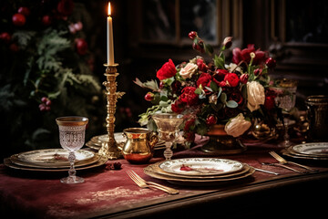 Cherished Celebrations: Exquisite Table Setting for a Wedding or Christmas Banquet