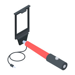 Editable isometric icon of a spotlight stand 