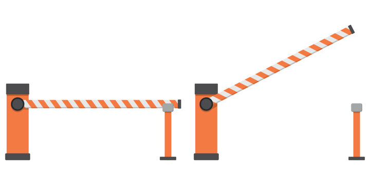 Open, closed parking car barrier Vector illustration.