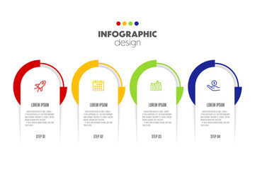 Vector Infographic template for business. 4 step timeline diagram presentation infographic.
