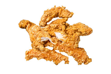 Breaded chicken strips  Fingers, breaded breast meat Transparent background. Isolated.