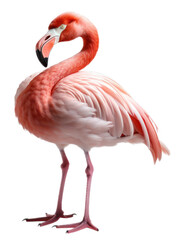 Flamingo bird isolated cutout on transparent background. advertisement. presentation. banner, poster, card. sticker.