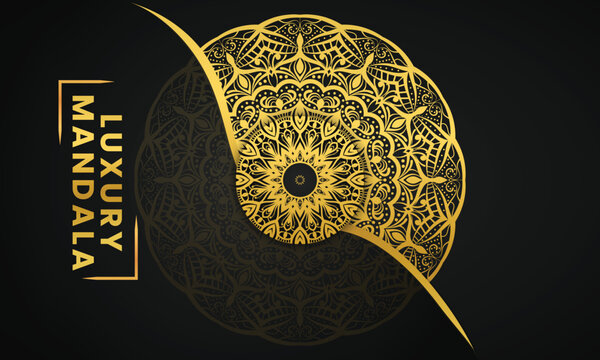 Luxury ornamental mandala design background in gold color, Vector mandala template for decoration invitation.