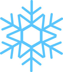 Thick line freeze snowflake, element of winter festival decoration. Winter snow, Christmas miracle blue symbol. Simple shape freehand vector icon isolated on white background