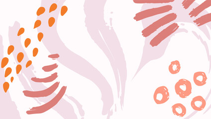 Seamless abstract doodle background pattern in bright summer positive colors. Hand-drawn abstract pattern with randomly arranged spots and dots and lines. Pencil and paint texture.