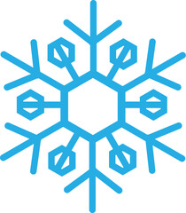 Thick line freeze snowflake, element of winter festival decoration. Winter snow, Christmas miracle blue symbol. Simple shape freehand vector icon isolated on white background