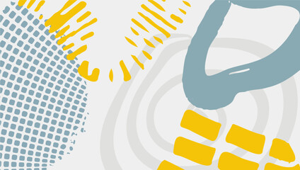 Hand drawn abstract shape pattern with randomly arranged spots and dots and lines background with colorful design. Color splash abstract background for design Template banner and cover