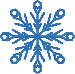 Thick line freeze snowflake, element of winter festival decoration. Winter snow, Christmas miracle blue symbol. Simple shape freehand vector icon isolated on white background