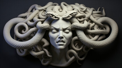 Revived sculpture of the gorgon medusa