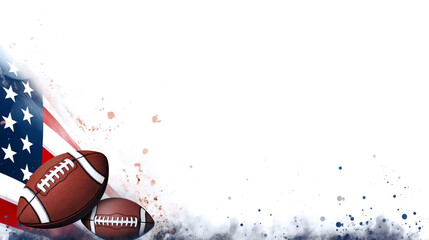 American football white background banner with American football ball