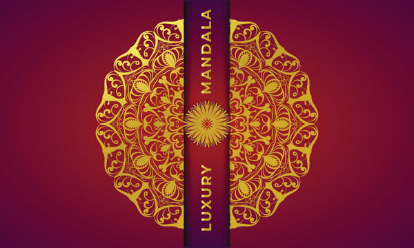 Luxury ornamental mandala design background in gold, Luxury wedding invitation, Ornamental floral corner frame.
