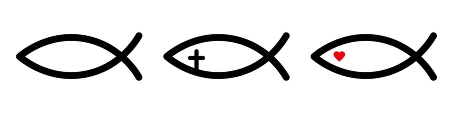 Christian fish icon set basic simple design