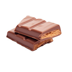 Chocolate bar cut in half isolated on transparent background