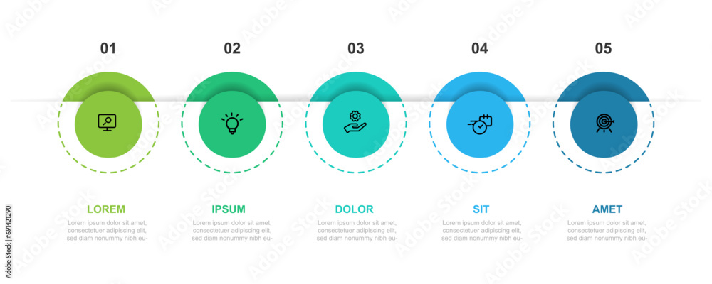 Poster Infographic template vector element with 5 step process or options for presentation and information graphic 