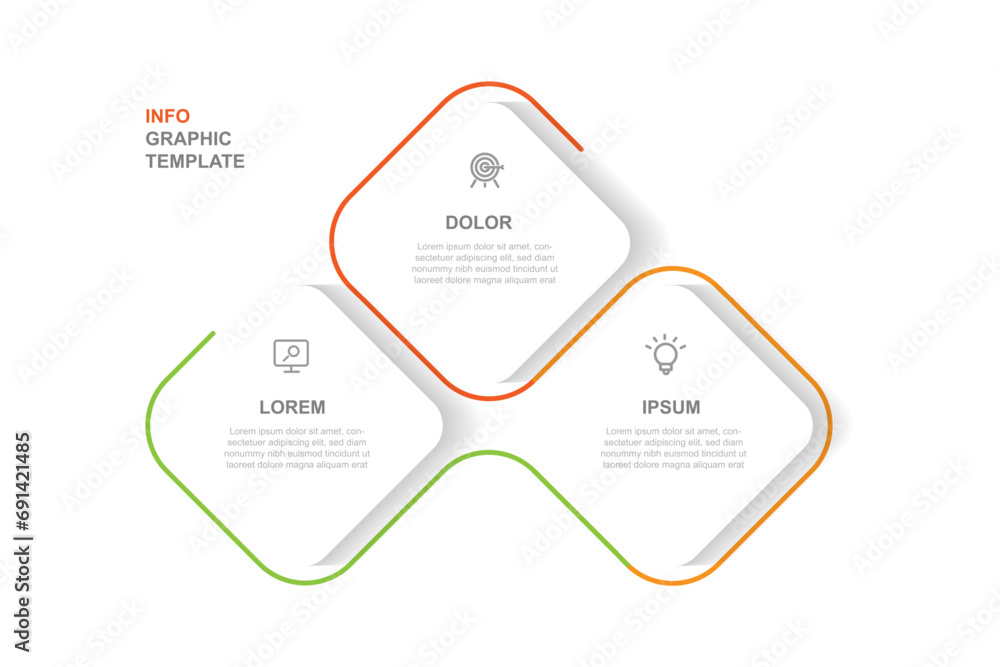 Poster 3 step line infographic template vector element with triangle concept.