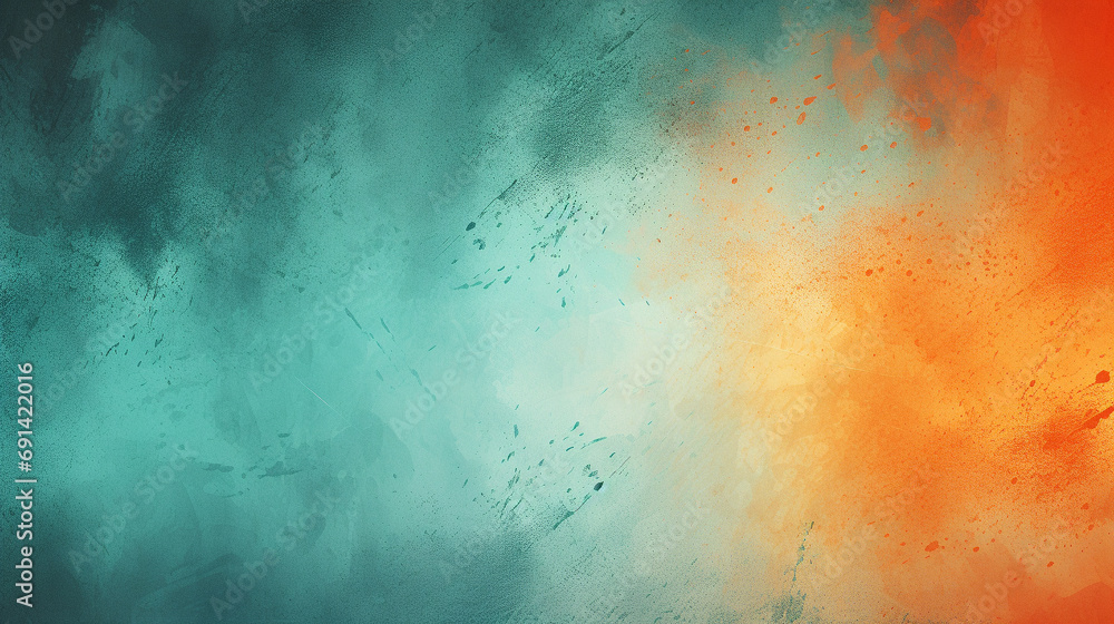 Poster teal orange abstract grunge gradient background. powerpoint and webpage landing page background