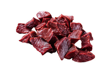 Raw sliced Beef or veal heart Transparent background. Isolated.