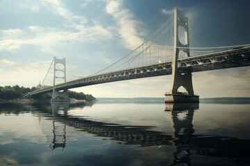 Fototapeta na wymiar Modern type bridge over the river