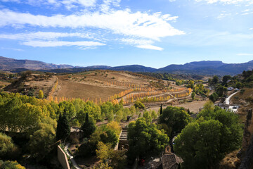 Landscape of the valley and the countryside of Ronda city
