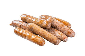 Roasted Bratwurst Hot Dog sausages.  Transparent background. Isolated.