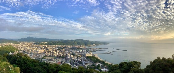 A view of Sumoto city and Sumoto Port from Mt. Mikuma on Awaji Island
