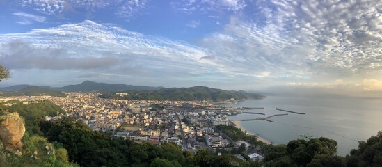 A view of Sumoto city and Sumoto Port from Mt. Mikuma on Awaji Island