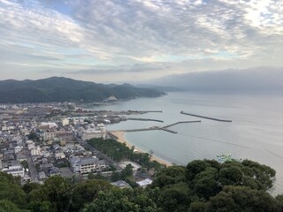 A view of Sumoto city and Sumoto Port from Mt. Mikuma on Awaji Island