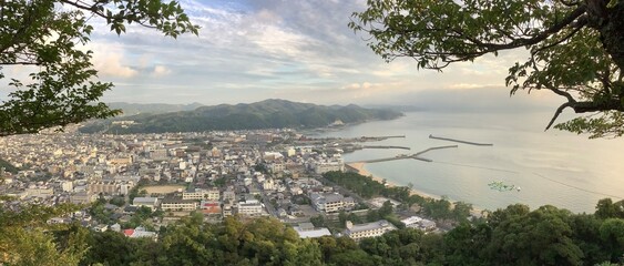 A view of Sumoto city and Sumoto Port from Mt. Mikuma on Awaji Island