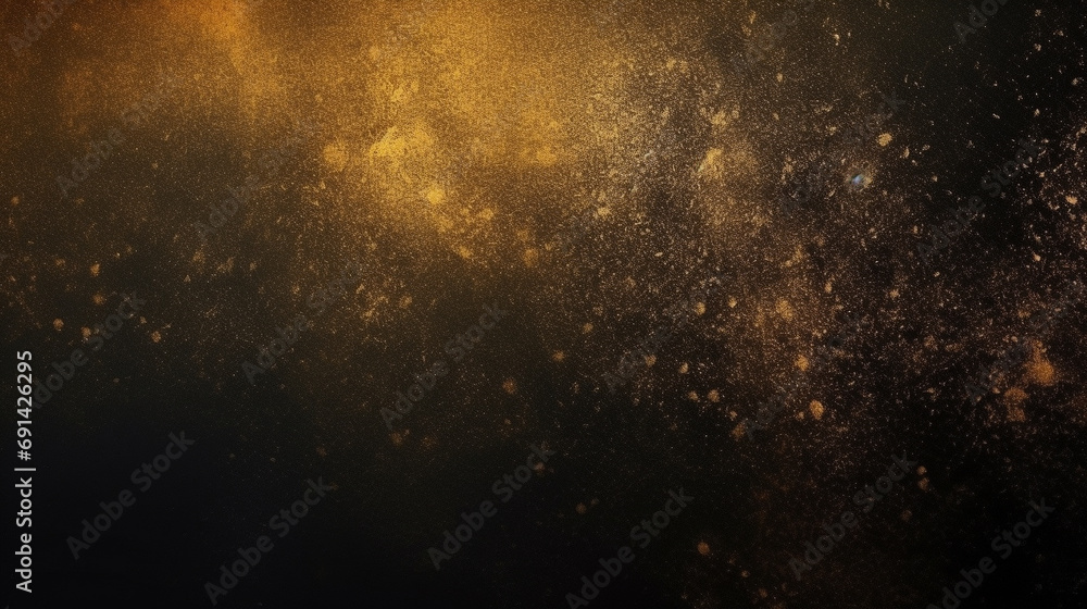 Wall mural Black grainy gradient background, abstract golden blurred dark texture.