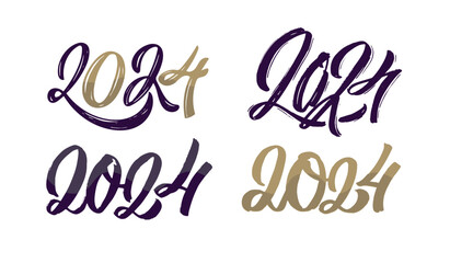 2024. New year holiday greeting card. Merry Christmas and happy new year - cute postcard.  Lettering label for poster, banner, web, sale, t-shirt design. 