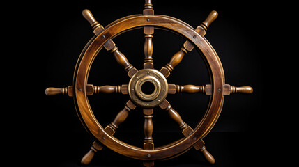 Ship wheel isolated on white background - obrazy, fototapety, plakaty
