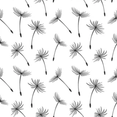 Fotobehang Seamless pattern, flying fluffy dandelion seeds. Background, print, textile, vector © Tatiana