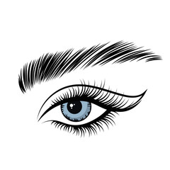 Female eye, face, art aesthetics poster. Beauty and fashion concept. Illustration, vector