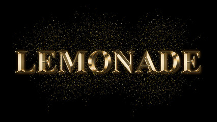 LEMONADE Gold Text Effect on black background, Gold text with sparks, Gold Plated Text Effect, shiny gold font effect on black background, text effect with 3d style, font. vector template design