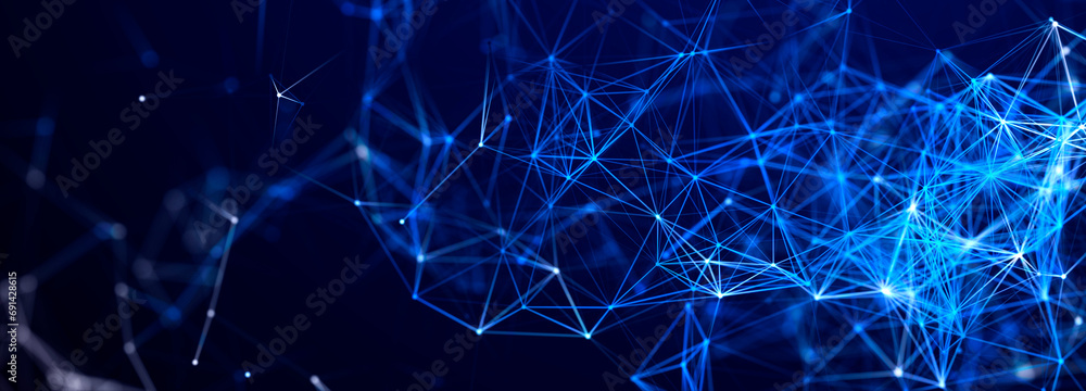 Poster abstract color background with connected dots and lines. background for business presentations. 3d r