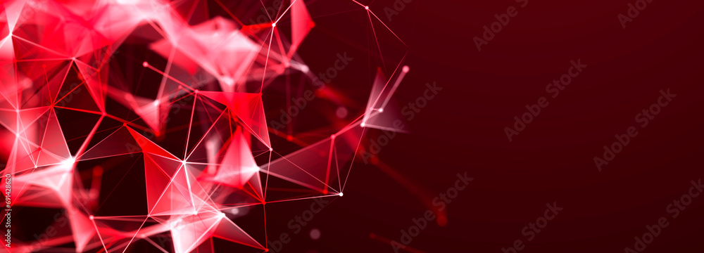 Poster colored polygonal structure. beautiful illustration with connected dots and lines. digital network b