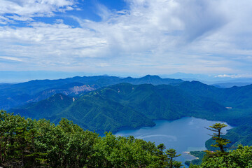 Fototapeta na wymiar 日光男体山山頂からの中禅寺湖