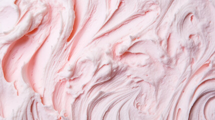 Close-up of ice cream texture. Top view of frozen pink gelato surface. Food background. Generative AI