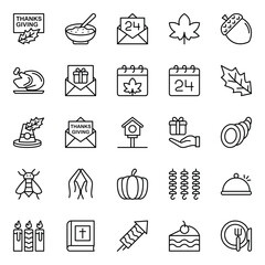 Outline icons set for Thanksgiving.