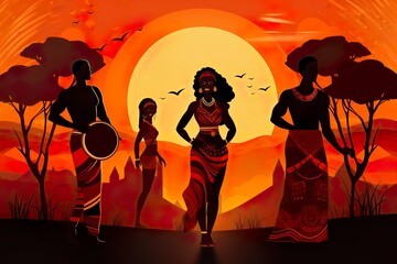 flat afro celebration illustration