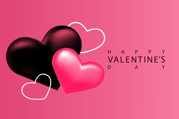 Valentine's Day background with hearts. Happy Valentine's Day.Background with 3D hearts.Vector illustration.