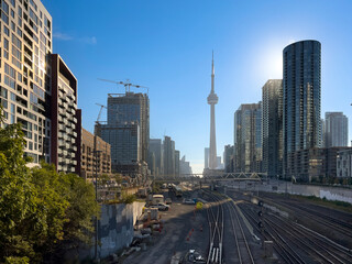 New residential complexes along the railway in downtown Toronto