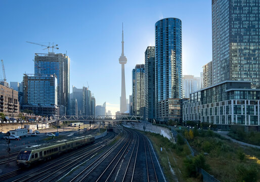 New residential complexes along the railway in downtown Toronto