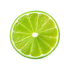 slice of green lemon of PNG isolated on white transparent background
