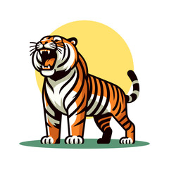 Roaring tiger flat design vector illustration.