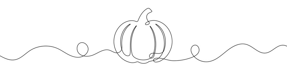 Continuous line drawing of pumpkin. Pumpkin continuous line.