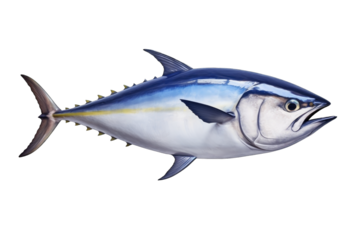 tuna fish PNG isolated on white transparent background