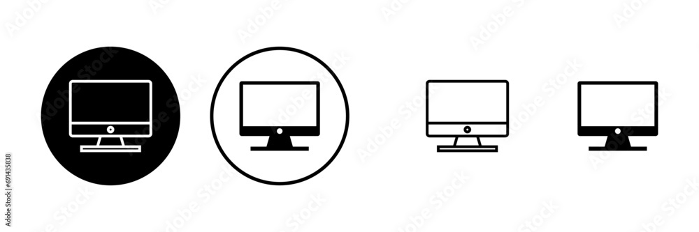 Poster computer icons set. pc icon vector. computer monitor icon. flat pc symbol