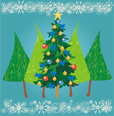 composition with Christmas trees for Christmas - 691438653