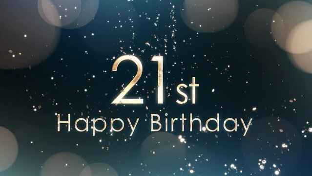Banner with congratulations, happy 21st birthday, golden particles